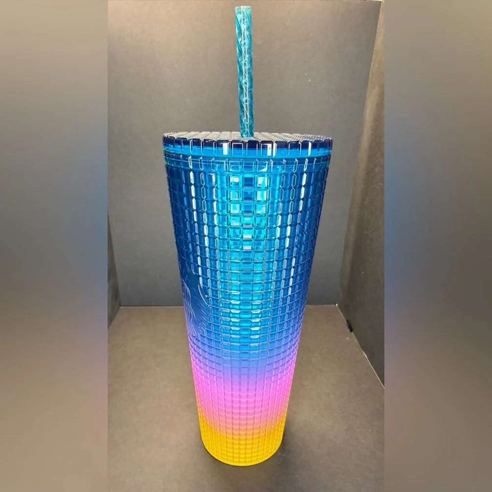 Starbucks Blue, Pink, Yellow, Studded Tumbler with Straw - Picture 5 of 9